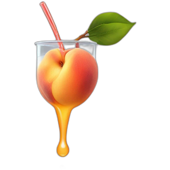 Peach juice dripping onto a tongue emoji