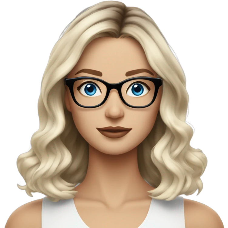 Shoulder length Balayage pale model lady with glasses and blue eyes  emoji