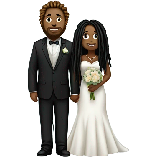 full body Plus size couple with dreads wedding pale emoji