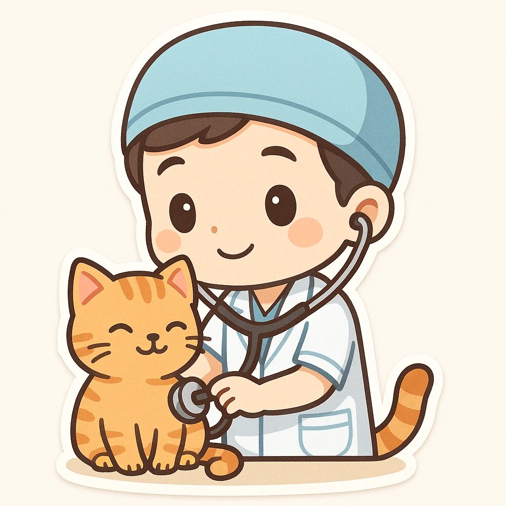 veterinarian examining a cat emoji