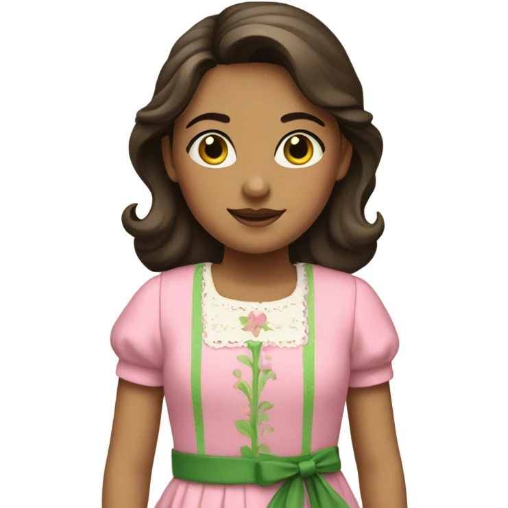 Pink and green cottage girl brunnette emoji