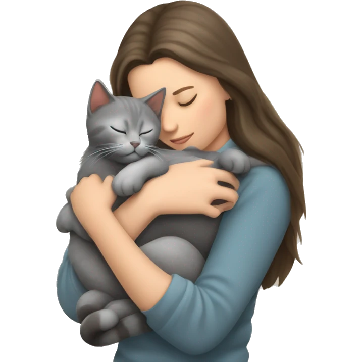 grey kitty sleeping on brunette white girl's lap emoji