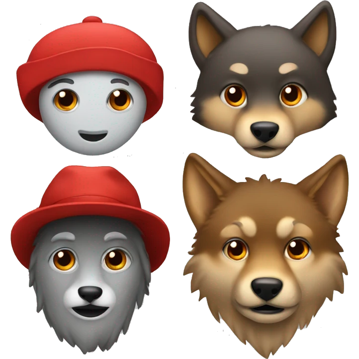 red b emoji with a wolf emoji and a hat emoji emoji