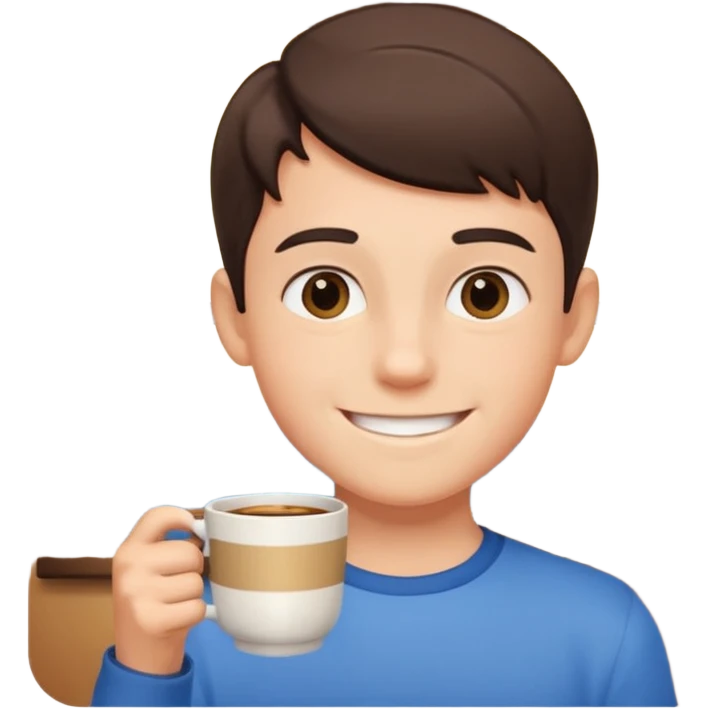 smiling boy with cup indoors emoji