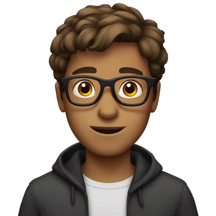 Brown hair boy with glasses emoji