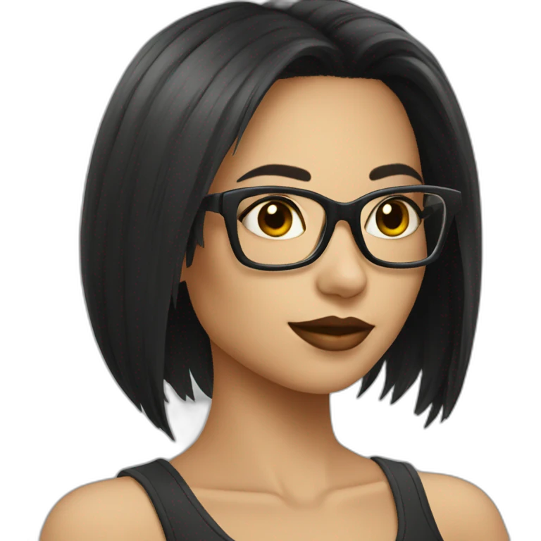 Glasses sexy girl with black hair emoji