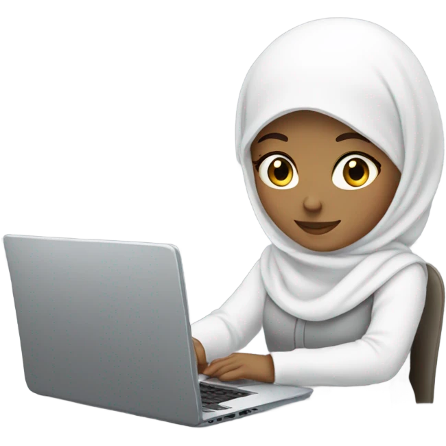 white muslim girl with a laptop emoji
