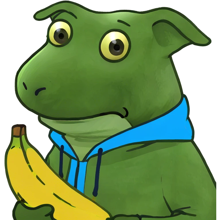 Dog with a banana in a raincoat emoji