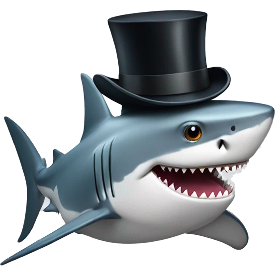 Shark with a top hat emoji
