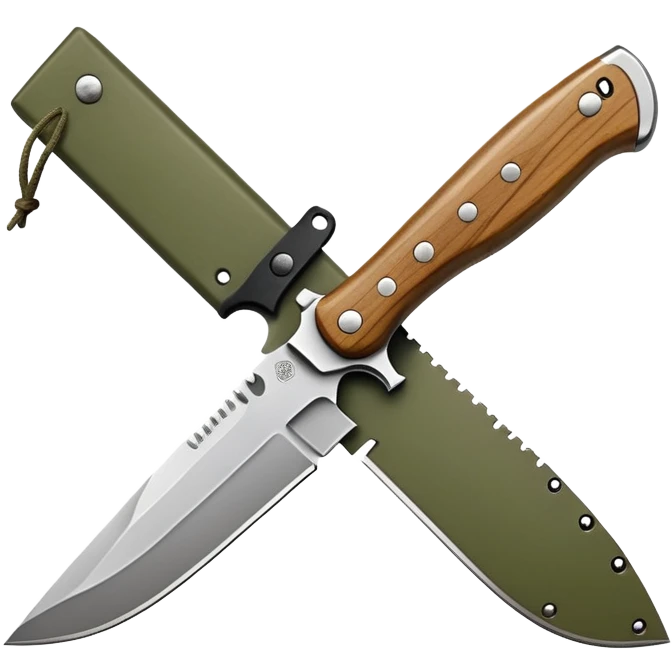 tactical bushcraft knife in NATO olive green emoji