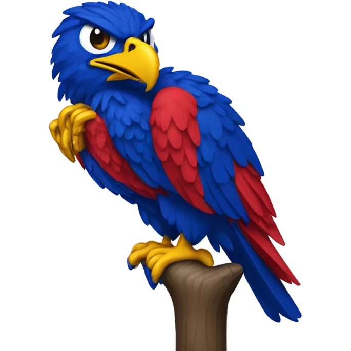 Jayhawk sitting on wildcat emoji