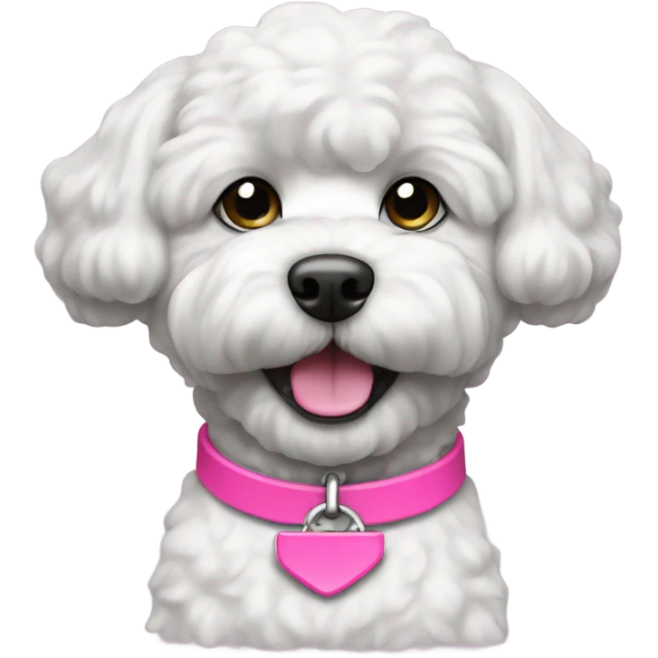 BLACK bichon dog with a pink collar emoji