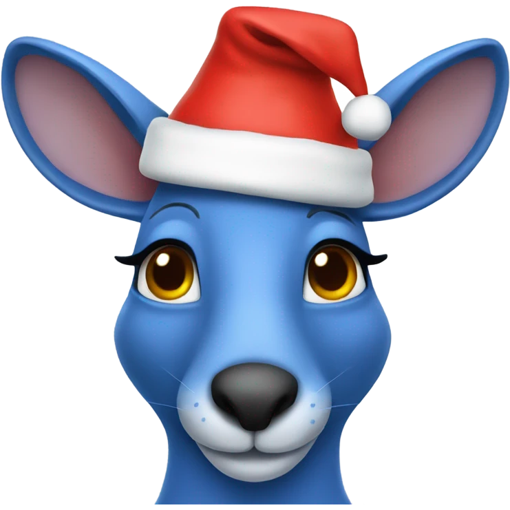 Blue kangaroo in Santa hat emoji