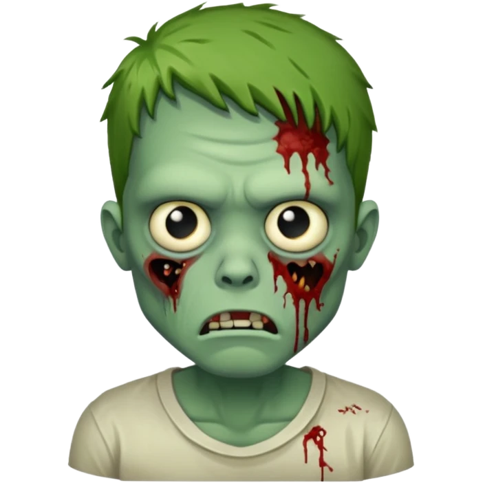 a super cute zombie green with shirt, look sad but not danger

 emoji