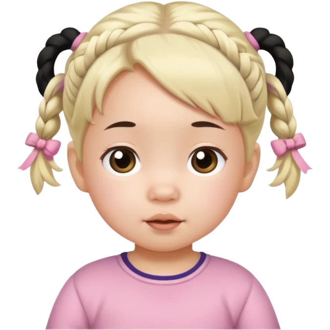 White asian toddler girl with one pigtail on top emoji