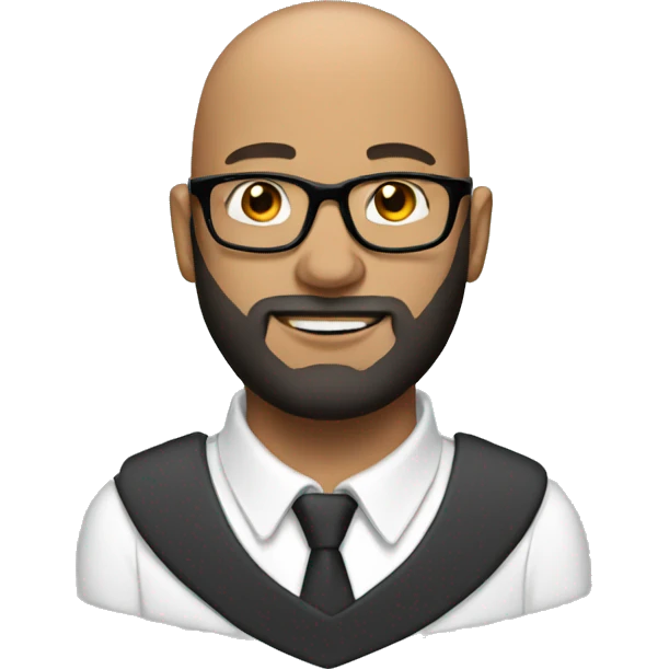 Bald guy with glasses and beard in a professional look  emoji