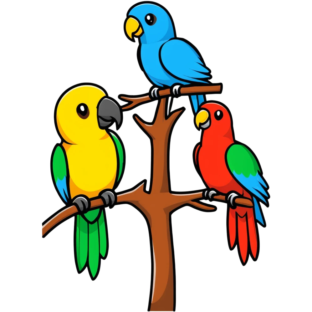 A tree have 2 parrots  emoji