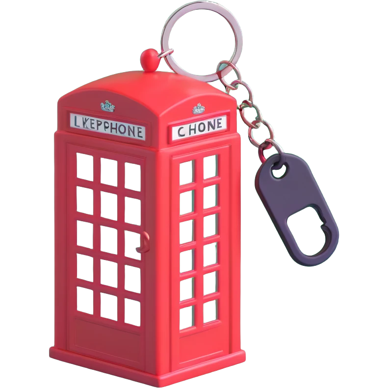London red phone box keyring with exaggerated glossy highlights emoji
