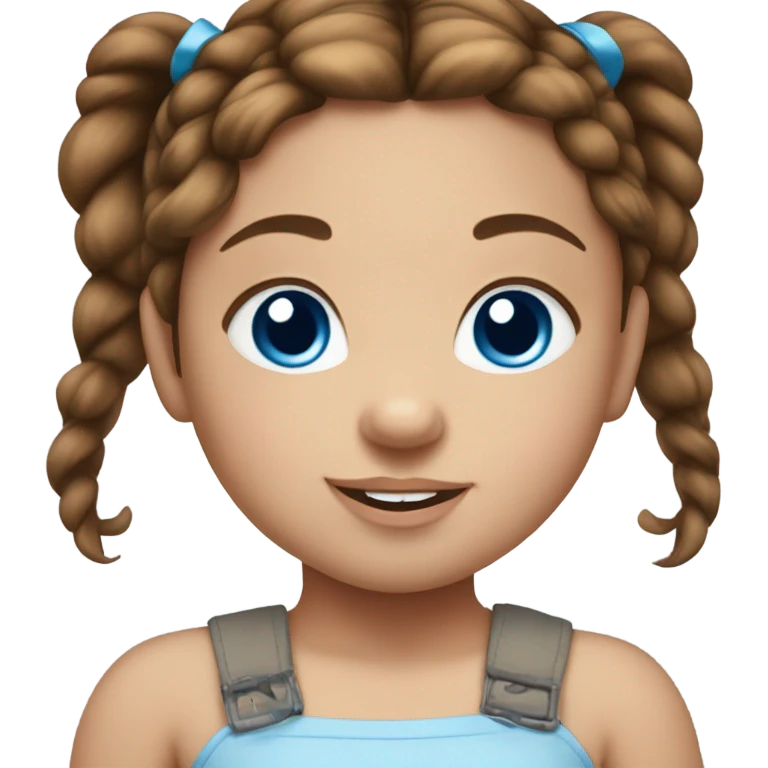 BROWN HAIR BLUE EYE BABY GIRL WITH PONYTAILS emoji