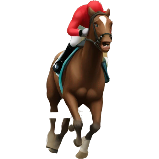 A horse beating a man in a race emoji