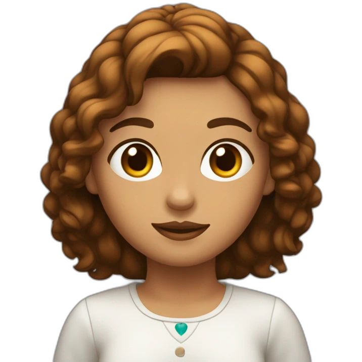chica con el pelo marrón,largo y liso, ojos marrones oscuros y piel clara emoji