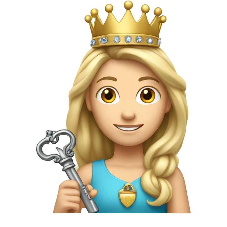 Caucasian Heidi with key and crown emoji