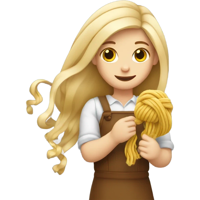 Blond long hair girl with yarn in her hand  emoji