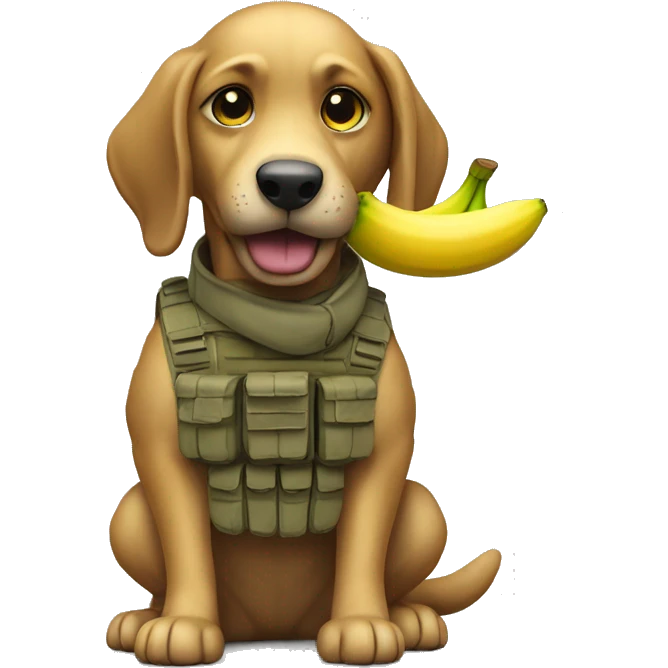A army dog with a banana in his hand  emoji