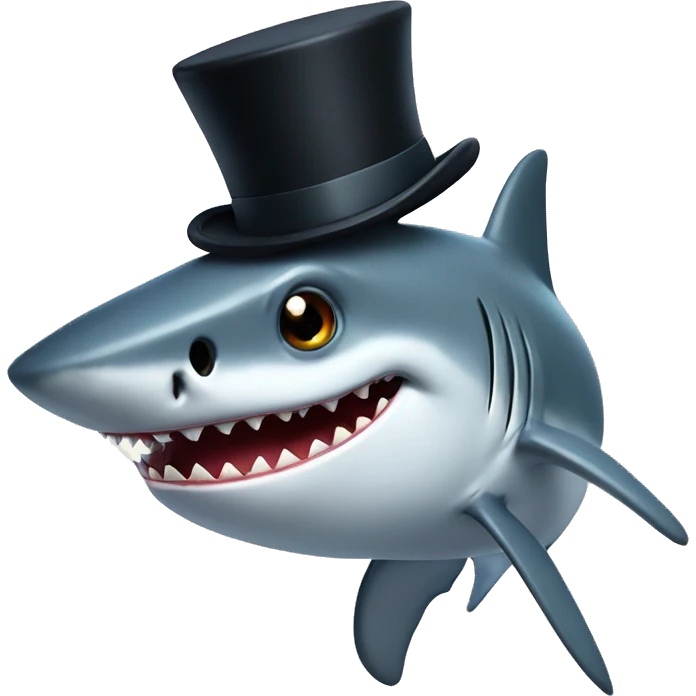 Shark with a top hat emoji