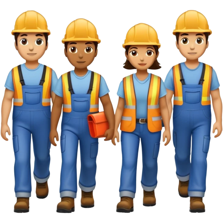 group of labor workers walking emoji