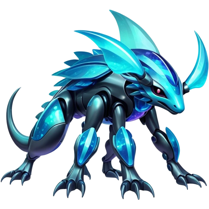  Epic legendary rare Shiny sparkly transparent bioluminescent luminescent vibrant bright pastel dark exotic iridescent colorful gradients futuristic modern metallic glossy glittery fantasy-cyber-Protogen-Fakémon-Pokémon-Vernid-creature emoji