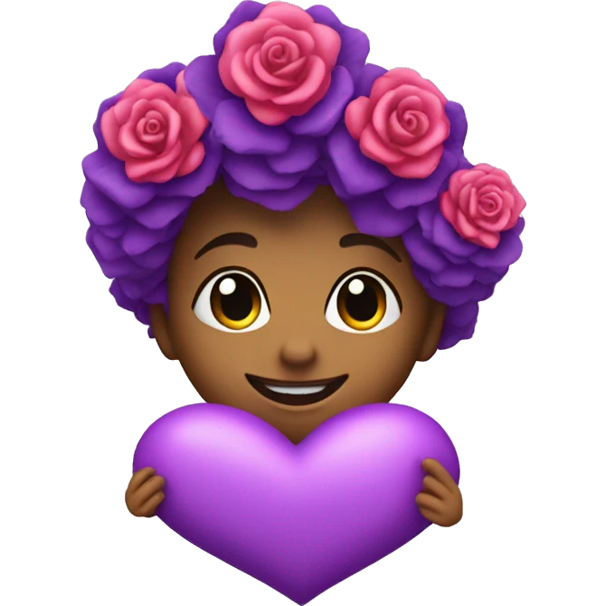 R with roses and purple hearts of love emoji