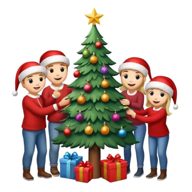 people decorating a Christmas tree emoji