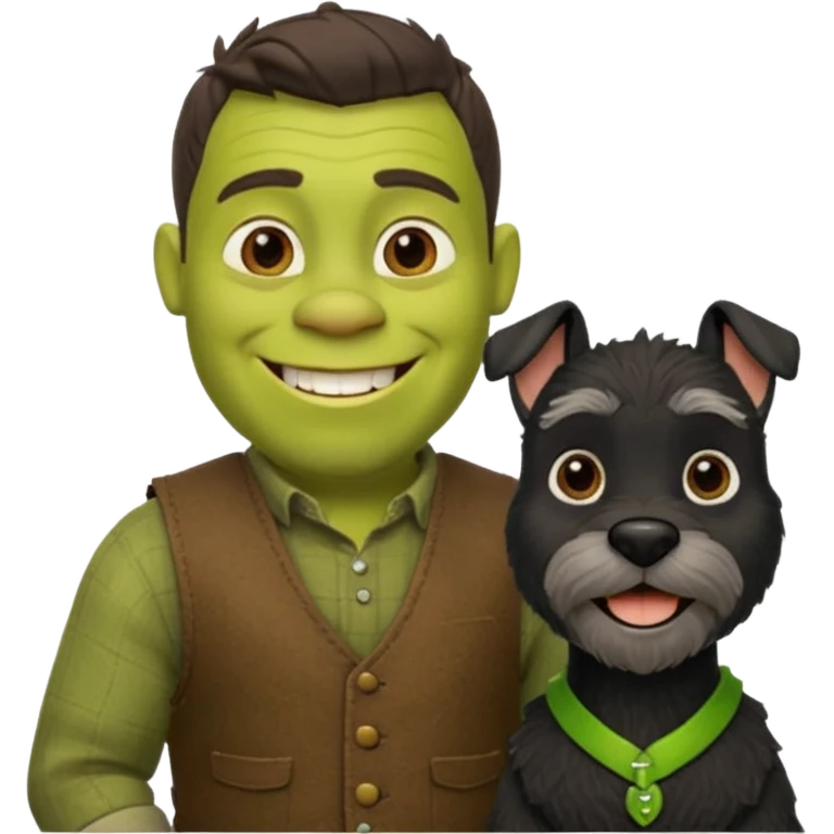 Shrek with a miniature black schnauzer emoji