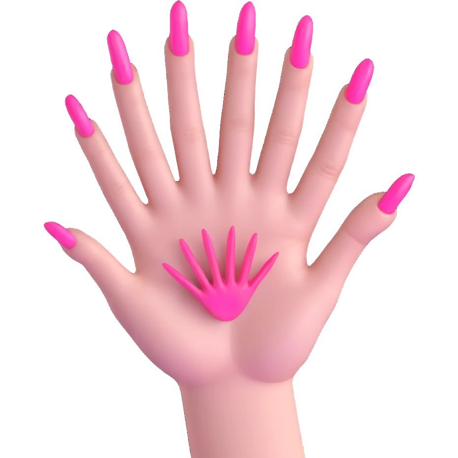 hand with 5 fingers, pink gothic nails emoji