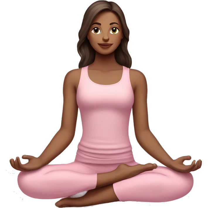 brunette yoga girl light pink clothes n emoji
