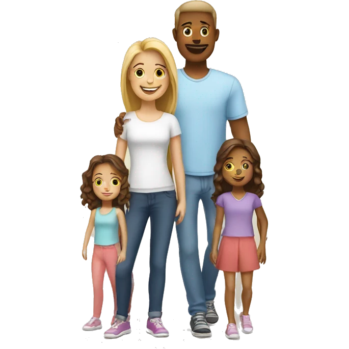 White Family With Three teenage daughters emoji
