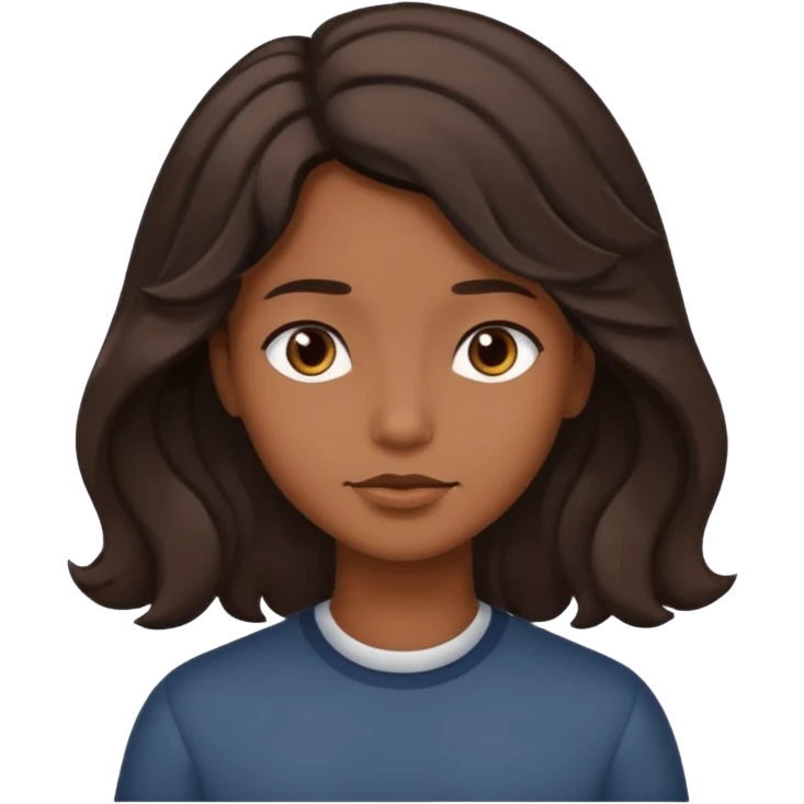 This is a cartoon-style avatar of a person with dark light wave hair, brown skin, and a calm expression emoji