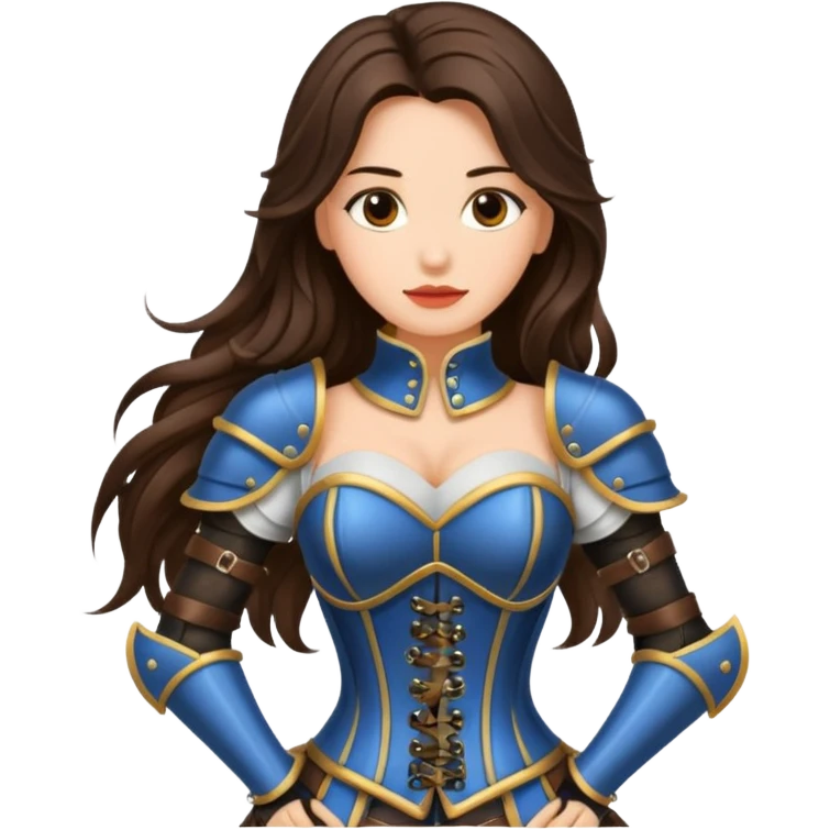long hair brunette woman with corset armour emoji