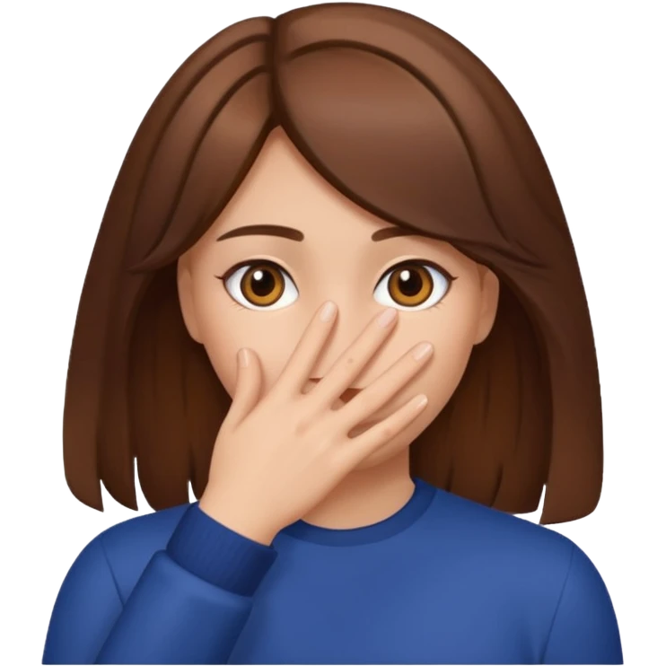 woman with brown hair covering her face completely with her hand  emoji