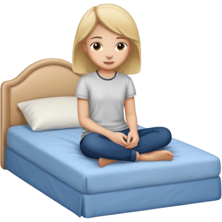 Jeune fille ado assise sur  un lit emoji
