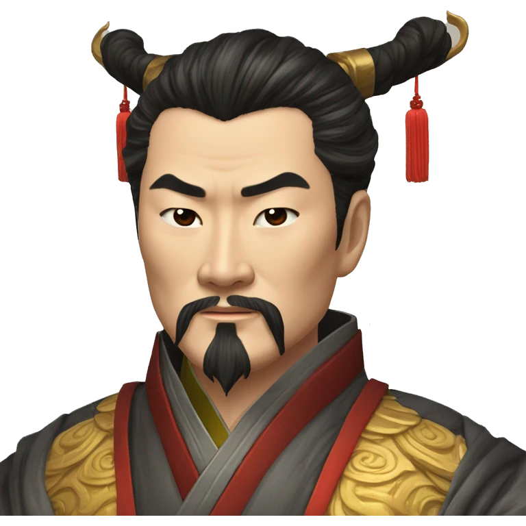 /imagine prompt: "emoji style portrait of Qin Shi Huang, Emperor of China, wearing a dragon robe, a determined expression on his face, detailed and realistic" --v 4 --q 2 emoji