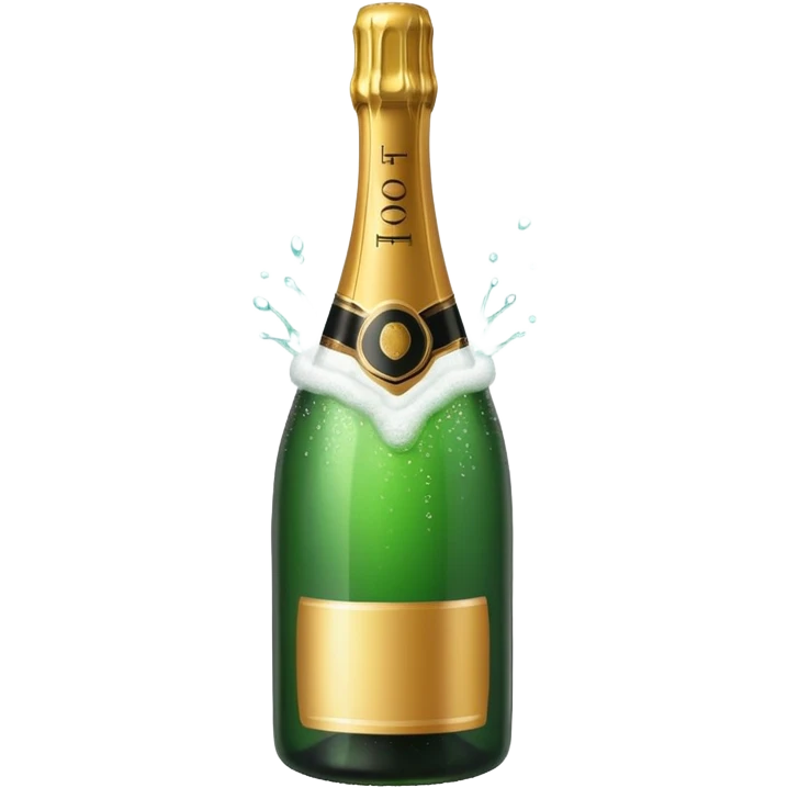 green champagne bottle with white middle and top emoji