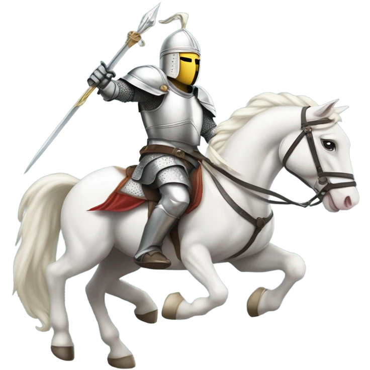 White knight on a horse charging with lance emoji