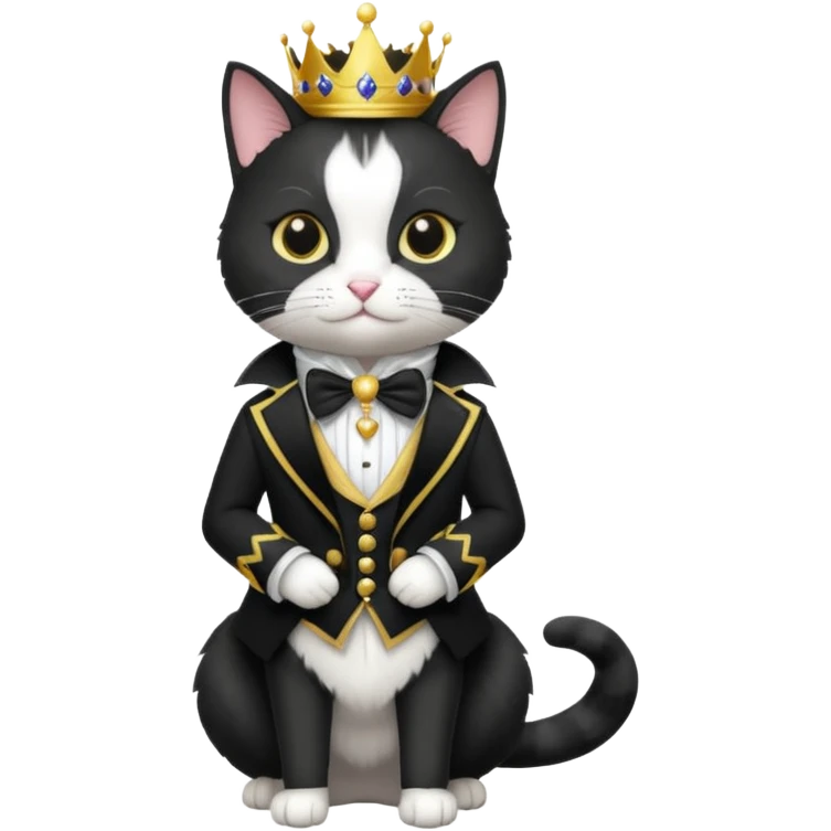 Tuxedo cat as prince emoji