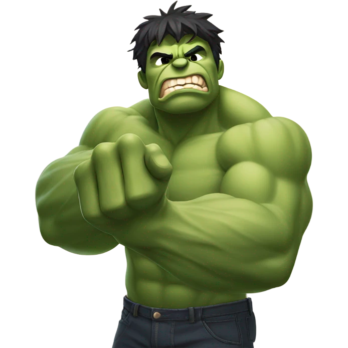 Hulk holding index finger and middle finger up (peace sign) emoji