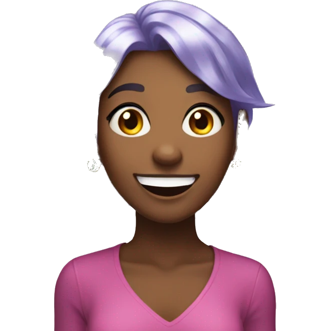 one girl with crystal hair, she is feeling happy and elated and excited, make her hair shiny with prisms and angles and edges emoji