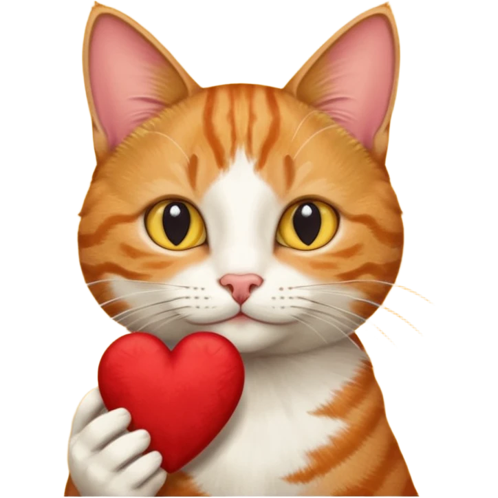 Male cat holding heart and flower emoji