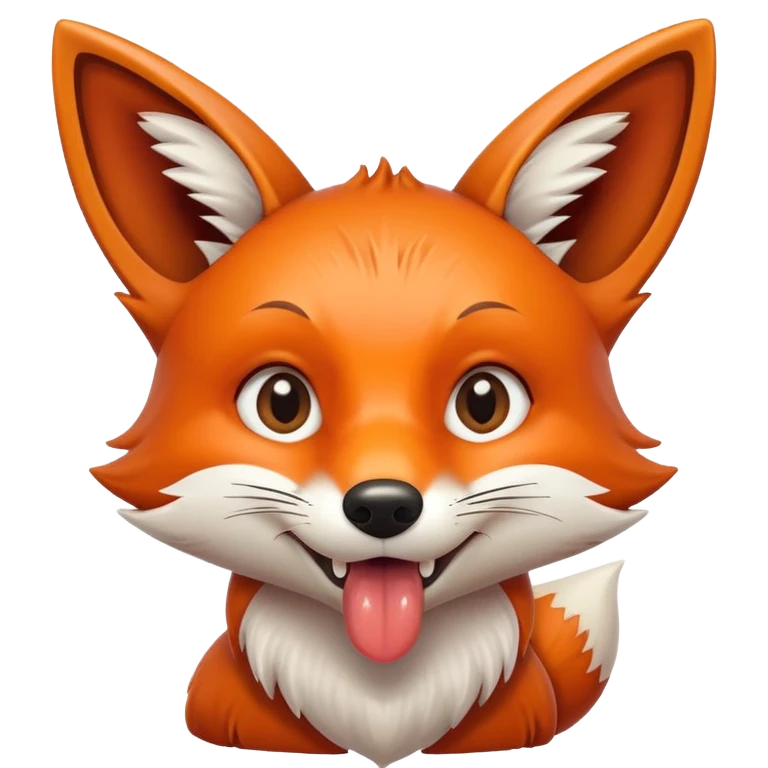 Жующая милая мультяшная лиса emoji