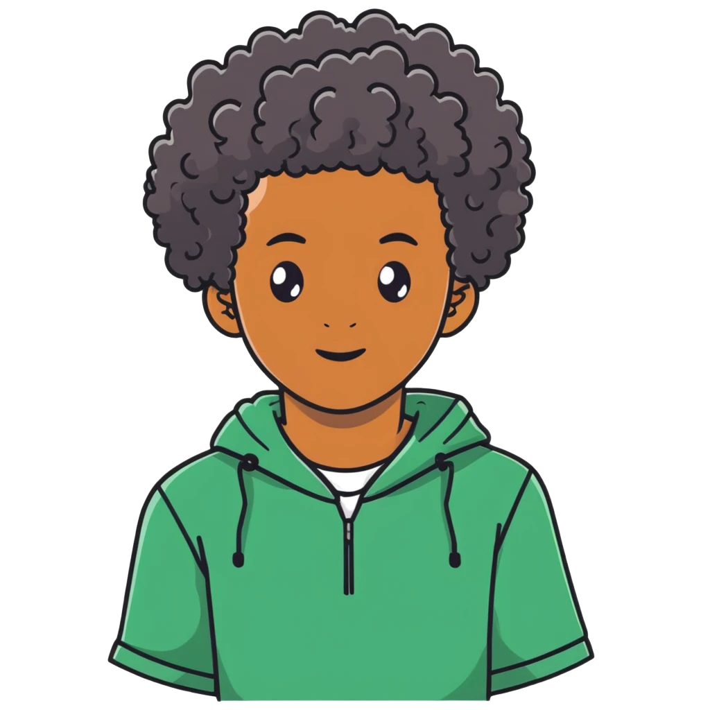 black boy with curly hair emoji